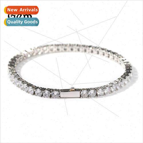Hip hop classic one row bracelet 4MM copper wh zirconia spri