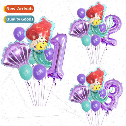 Mermaid Latex Balloon Package Shell 40 inch Purple Numbers A