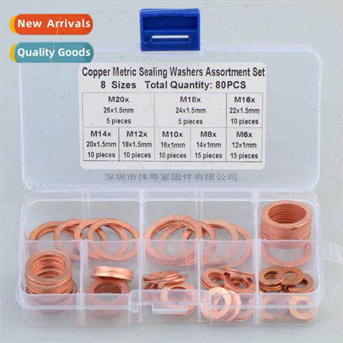 80pcs M6-M20 Purple Copper Oil Seal Sealing Flat Washer Purp
