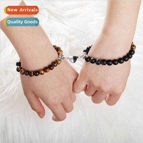Europe new rhodochrose black whe peach heart couple bracelet