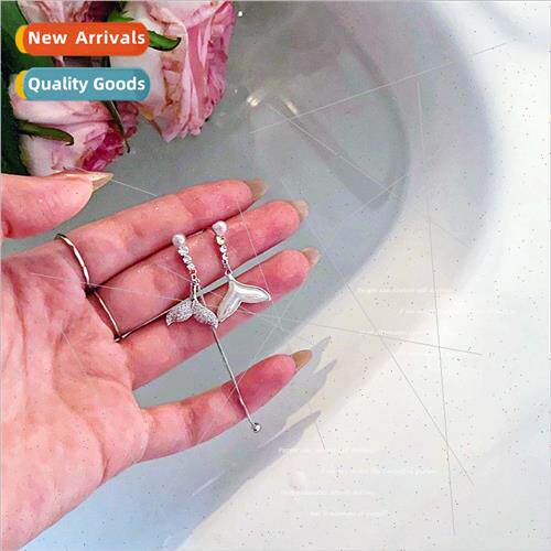 lver needle wh diamond tassel pearl earrings niche asymmetri