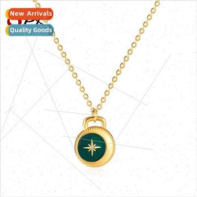 Fashion ins titanium steel hexagram compass pendant gold pla