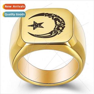 New Europe mple Hundred Moon Star Ring Tanium Steel Stainles