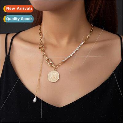 Europe new splicing character coin tag tassel natural pendan