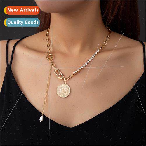 Europe new splicing character coin tag tassel natural pendan