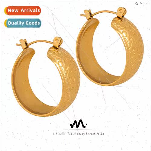 Europe earrings tanium steel electroplated gold U-shaped dra