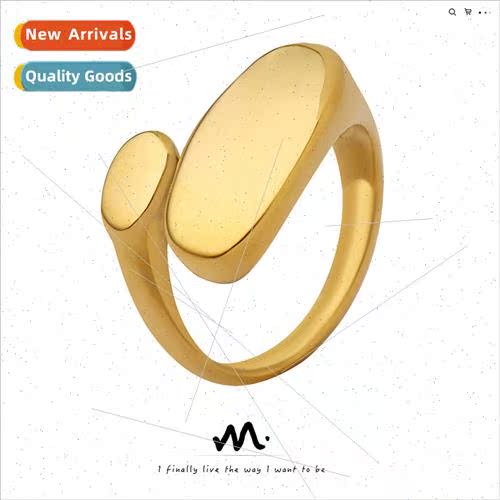 Europe ins minimalist shaped flat open ring tanium steel gol