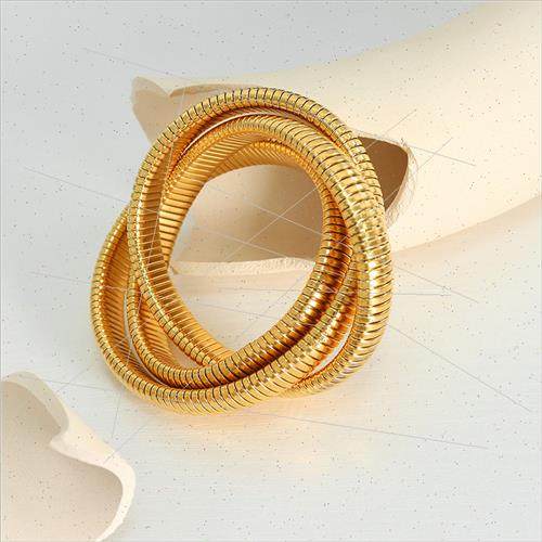 Europe gold-plated three-layer bracelet tanium steel snake w