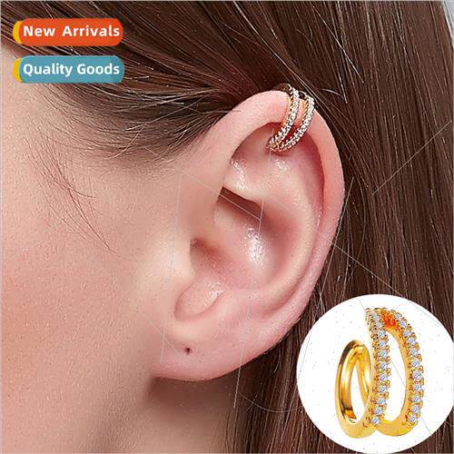 Europe double layer full diamond ear clip c-shaped ear bone