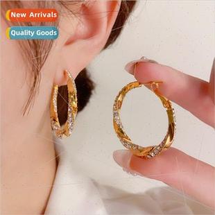 Koreafashion diamond twisted large earrings s925 silver need