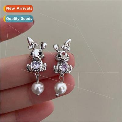 Cute children small animal rabb earrings necklace wh diamond