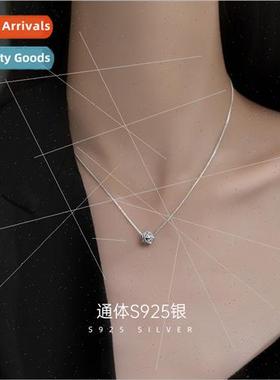 S925 lver Hardware Girl Wrapped Wire Ball Necklace Minimalis