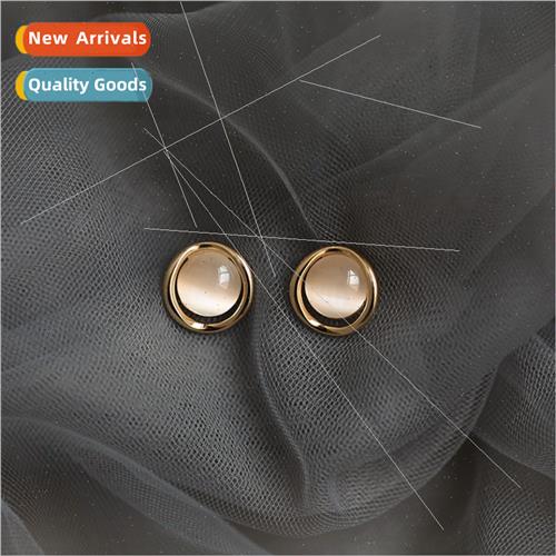 S925 silver pin niche cat eye stone earrings female 2023 new