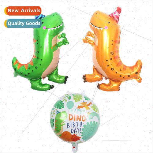 Green Orange Hat Dinosaur Aluminum Film Balloon Shaped Dinos