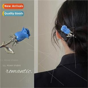 Blue Rose Hairpin Female che Plate Hairpin New Chinese Moder