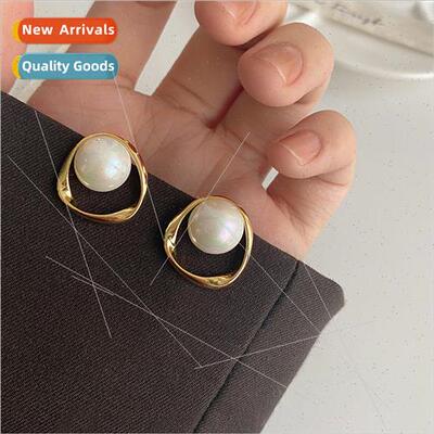 925 silver needle Korea pearl new cold wind irregular geomet