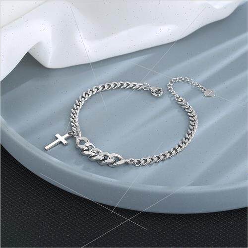 ins cold wind bracelet cool female thick chain cross bracele