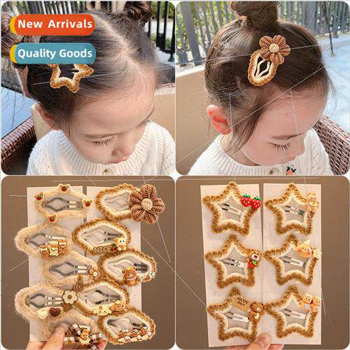 Children woolen cloud bb clip 2023 winter new girls cute bro
