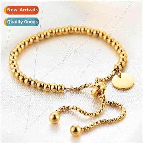 Europe new ins gold stainless steel simple fashion round tag