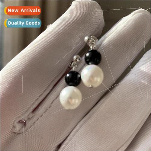 che retro black whe color clash onyx pearl earrings simple i