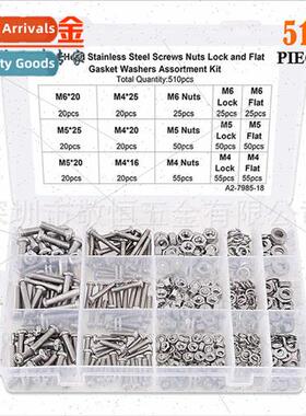 510pcs M4 M5 M6304 Phillips Pan Head Machine Screws Nuts Fla