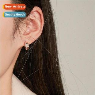 Elegant rose gold geometric small earrings fashion Korea del