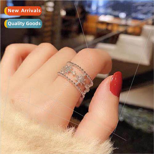 Hexagram open ring female fashion full diamond zirconia inde