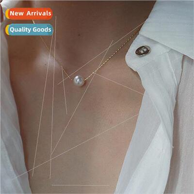Pearl necklace female natural freshwater round beads simple