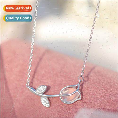 New Chalcedony Tulip Necklace Women Niche Roses Lock Bone Ch