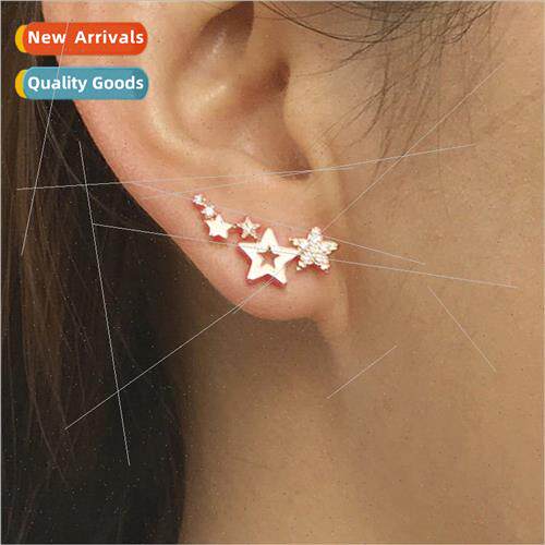 Koreasimple fashion zirconia star ear clip earrings ins cold