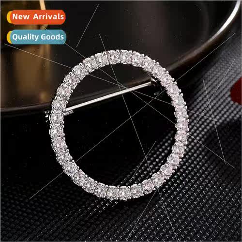 Geometric high-grade brooch Korea versatile round zirconia b