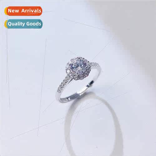 fast S925 silver ring female hundred niche group set zirconi