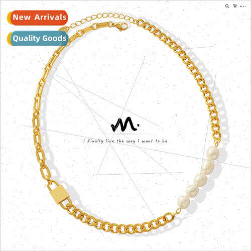 Europe new hip-hop thick chain lock necklace geometric niche