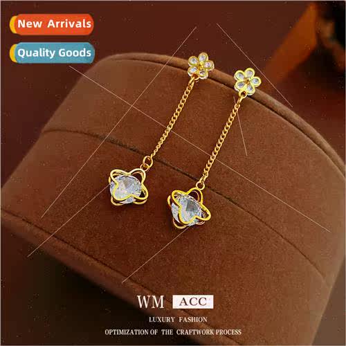 zirconia flower long earrings fashion hundred wh earrings si