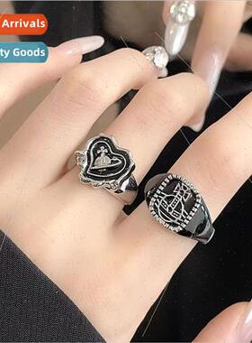 Hip Hop Punk Planet Heart Ring che Fashion Atmosphere Index