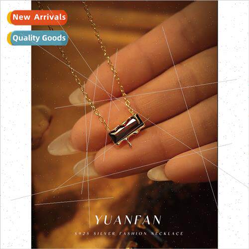 925 silver niche lava square necklace women ins vintage pome