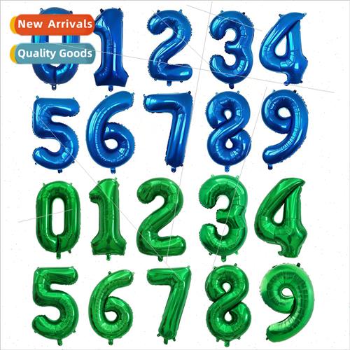 New 32 inch dark green number balloon 0-9 beauty number alum