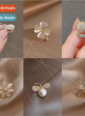 Koreaversatile cat eye stone bow brooch female cute anti-gla