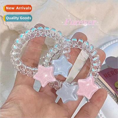 Blue jelly star hair bsweet soft cute phone line hair rope J