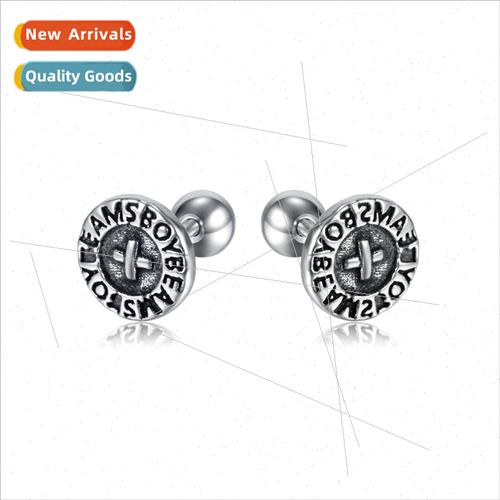 Europe fashion retro old titanium steel earrings street hip-