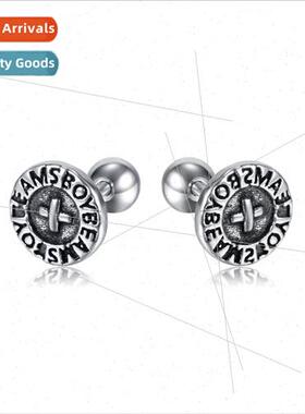 Europe fashion retro old titanium steel earrings street hip-