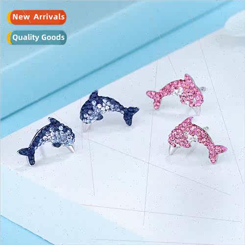s925 silver needle dolphin earrings female full brick super