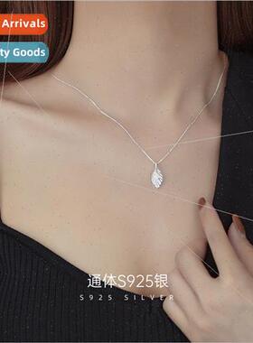 S925 silver leaf zirconia pendant necklace female Moral nich