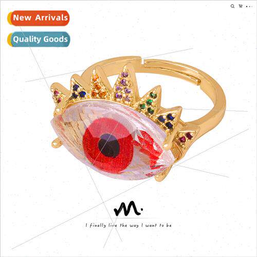 Europe new vintage copper Devil eye wh zirconia opening adju