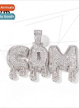 Europe hip-hop new water drop English letter pendant plating
