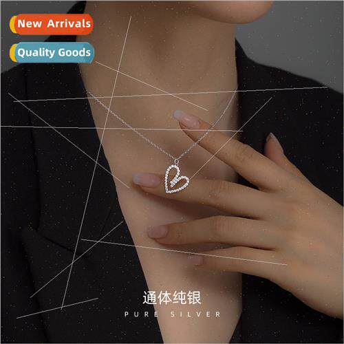 S925 silver simple small heart zirconia necklace jue collarb
