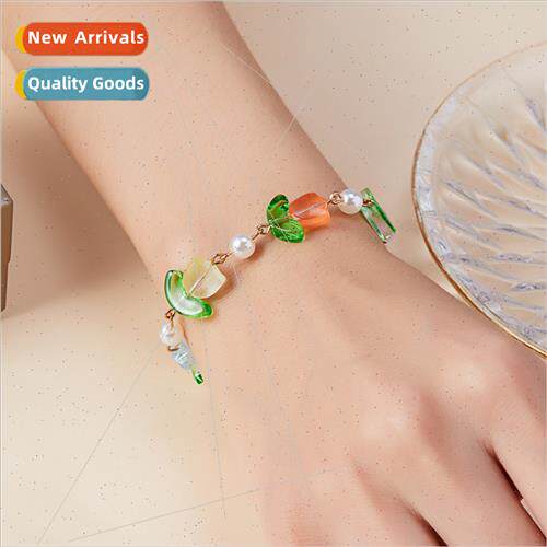 Wind Dopamine Wear Gradient Colorful Tulip Cute Pearl Bracel