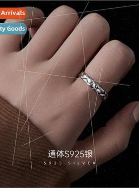 S925 silver ins simple diagonal lines open ring new nd finge