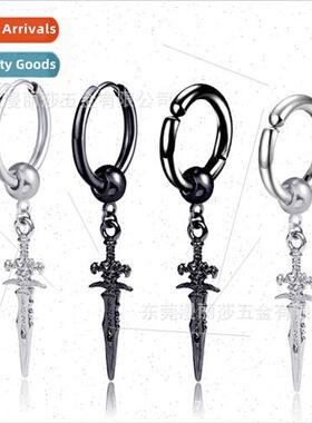 Retro punk ringing arrow hip-hop set couple earrings tide ma