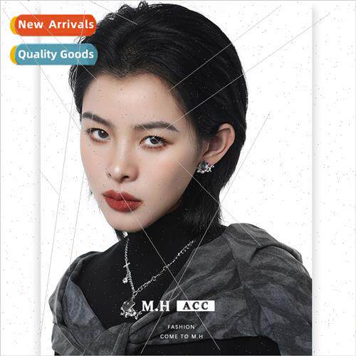 Space dog earrings female delicate earrings 925 silver pin c